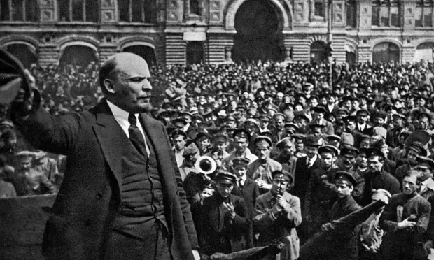 Vladimir Lenin addresses the crowd in Red Square in 1919. Photograph: Heritage Images/Getty Images